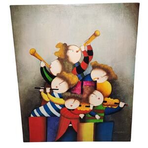 Joyce J Roybal Musical Children Signed acrylic Oil on Canvas 24 x 20